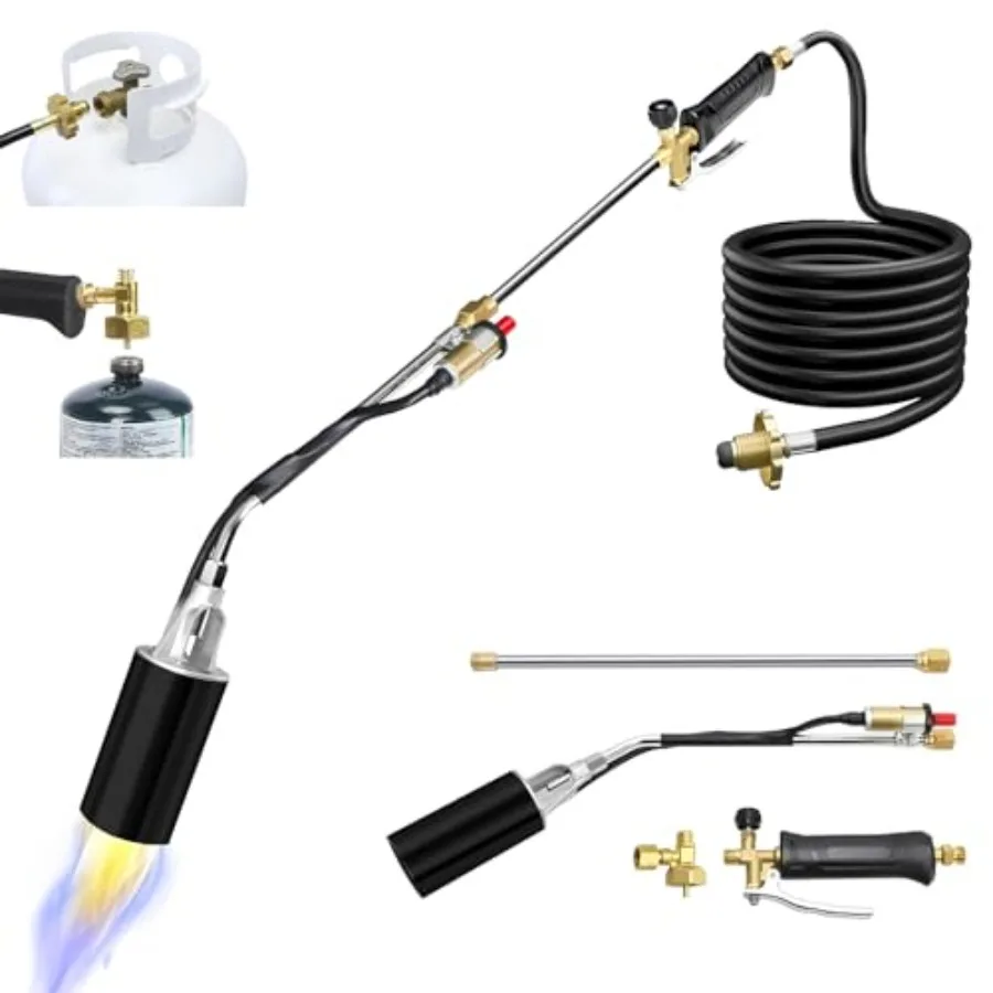 Heavy Duty Propane Weed Torch with Self-Ignition 800 000 BTU High Heat Output 37.5-Inch Wand and 11.5ft Hose Adjustable Flame f
Heavy Duty Propane Weed Torch with Self-Ignition 800 000 BTU High Heat Output 37.5-Inch Wand and 11.5ft Hose Adjustable Flame f