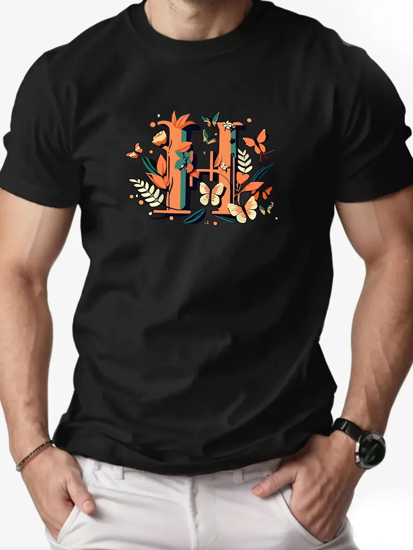 Summer new fashionable and simple printed T-shirt for men, 100% pure cotton casual, loose and breathable T-shirt
Summer new fashionable and simple printed T-shirt for men, 100% pure cotton casual, loose and breathable T-shirt
