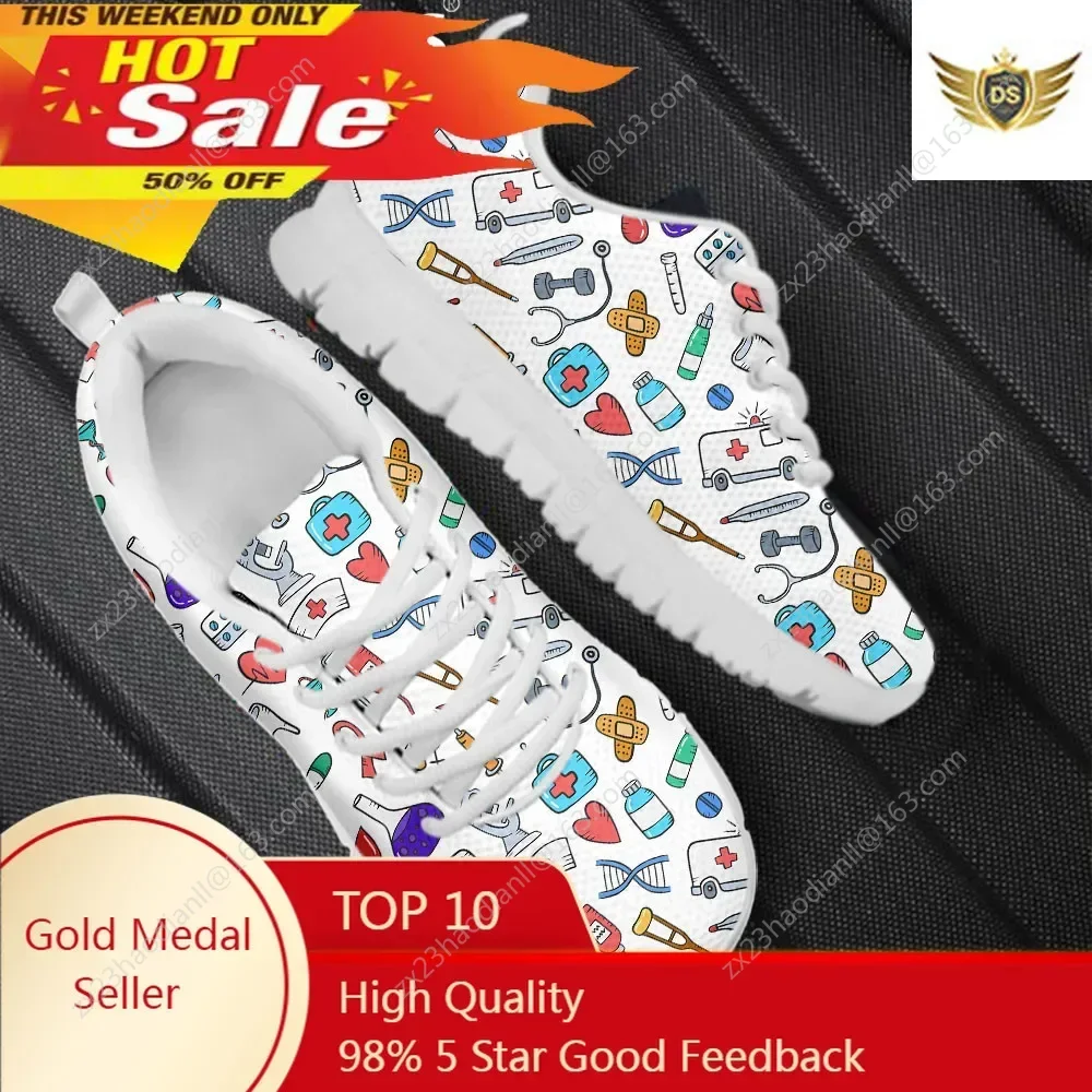 Spring Autumn Comfort Lace Up Flat Shoes For Women Cartoon Medical Tools Pattern Mesh Sneakers Light Footwear
Spring Autumn Comfort Lace Up Flat Shoes For Women Cartoon Medical Tools Pattern Mesh Sneakers Light Footwear