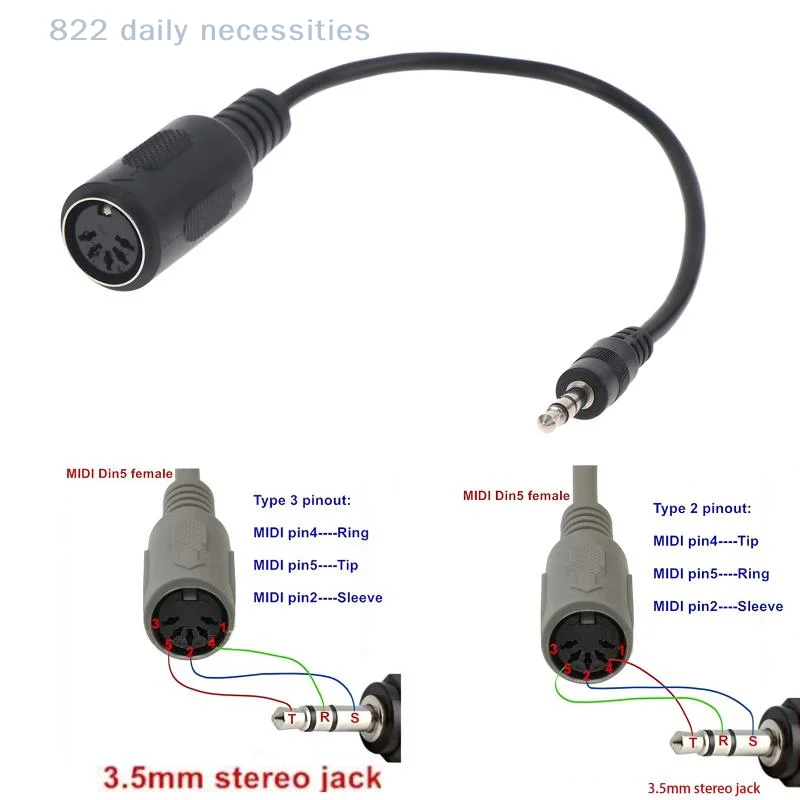 convenientMIDI DIN 5 to 3.5mm TRS Converter Cable Professional Noise Resistant Audio Adapter for Studio Recording Gear
convenientMIDI DIN 5 to 3.5mm TRS Converter Cable Professional Noise Resistant Audio Adapter for Studio Recording Gear