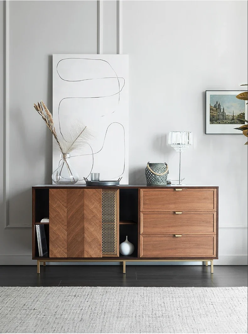 w*Light luxury modern dining side cabinet retro entrance simple locker
w*Light luxury modern dining side cabinet retro entrance simple locker