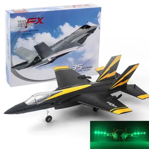 F35 Remote Control Foam Glider | 2-Channel RC Plane | Colorful LED Lights | Fixed Wing Model | Kids Toy