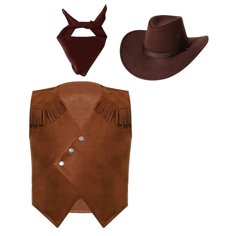 ❤2026✚Western Rodeo Cowboy Cowgirl Costume for Kids Child Fringe Vest with Hat Bandanna Halloween Cosplay Party Dress Up Preten◀
❤2026✚Western Rodeo Cowboy Cowgirl Costume for Kids Child Fringe Vest with Hat Bandanna Halloween Cosplay Party Dress Up Preten◀