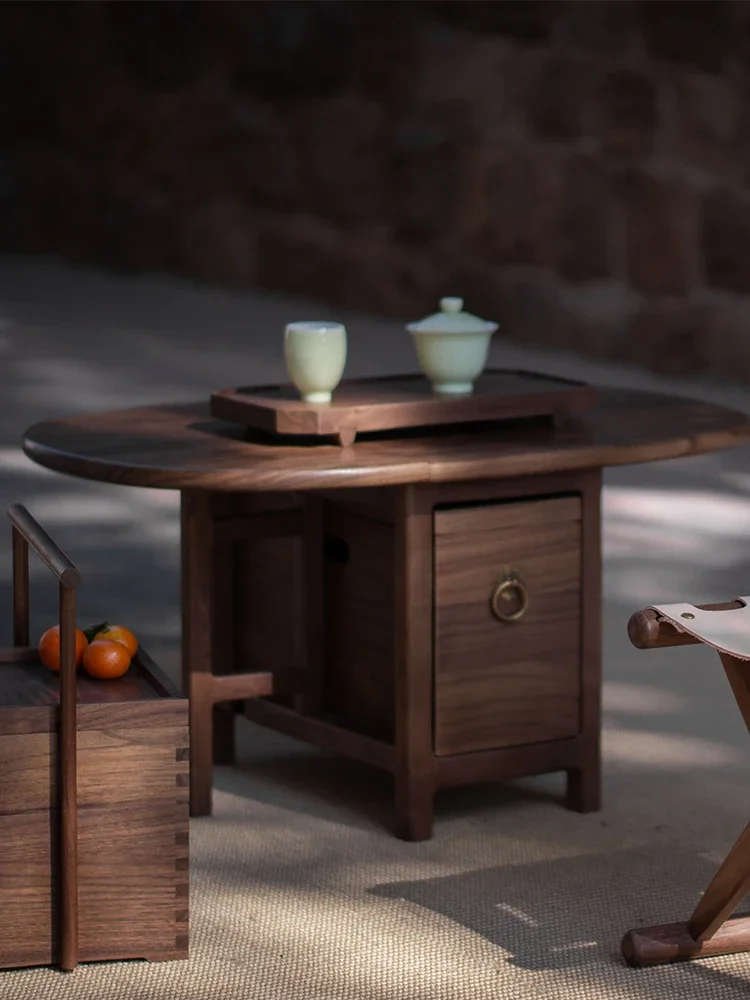 Solid wood new Chinese style Zen folding portable tea table, round table, bay window
Solid wood new Chinese style Zen folding portable tea table, round table, bay window