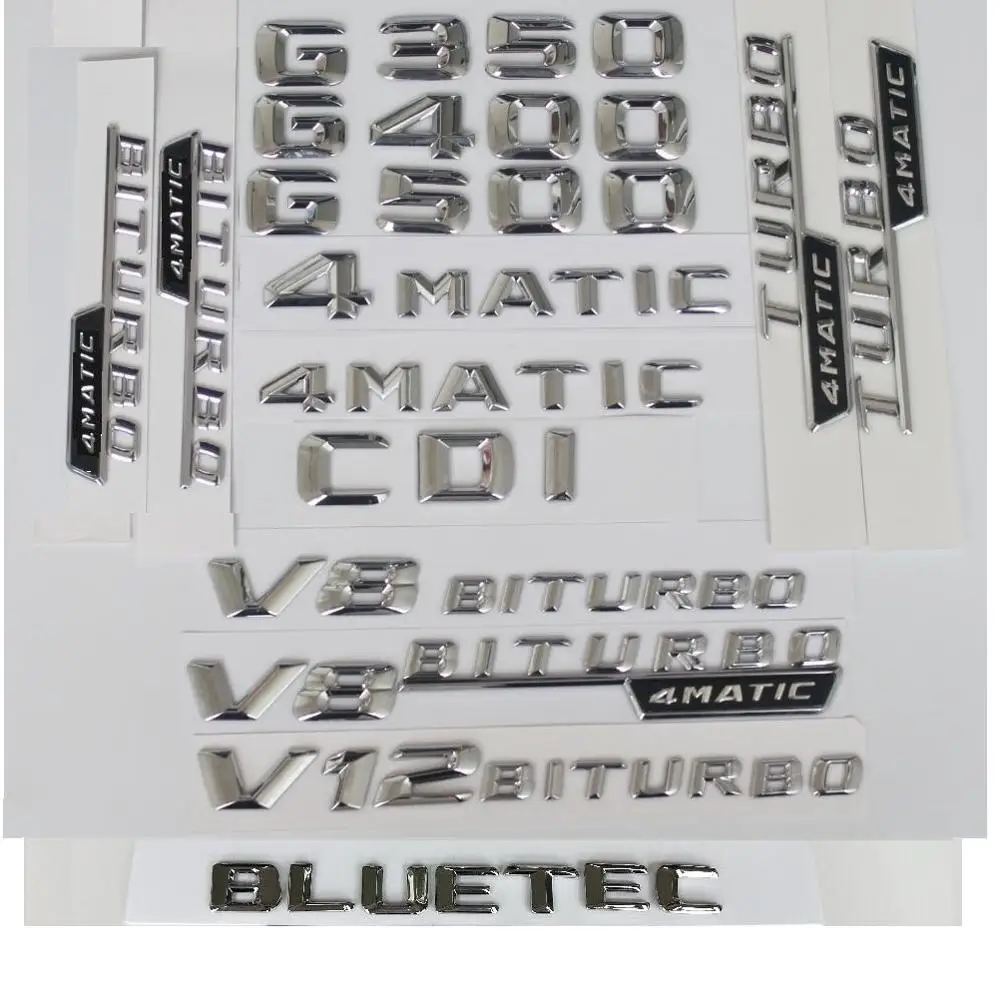 3D Chrome Letters For Mercedes Benz W463 G200 G220 G230 G250 G280 G290 G300 G320 G350 G400 G450 G500 G550 CGI CDI BLUETEC Symbol
3D Chrome Letters For Mercedes Benz W463 G200 G220 G230 G250 G280 G290 G300 G320 G350 G400 G450 G500 G550 CGI CDI BLUETEC Symbol
