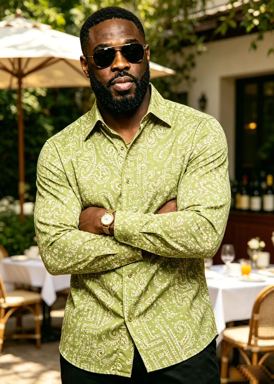 2026Men's summer light luxury long-sleeved lapel shirt French avocado color printed shirt Hawaiian vacation casual party top men
2026Men's summer light luxury long-sleeved lapel shirt French avocado color printed shirt Hawaiian vacation casual party top men