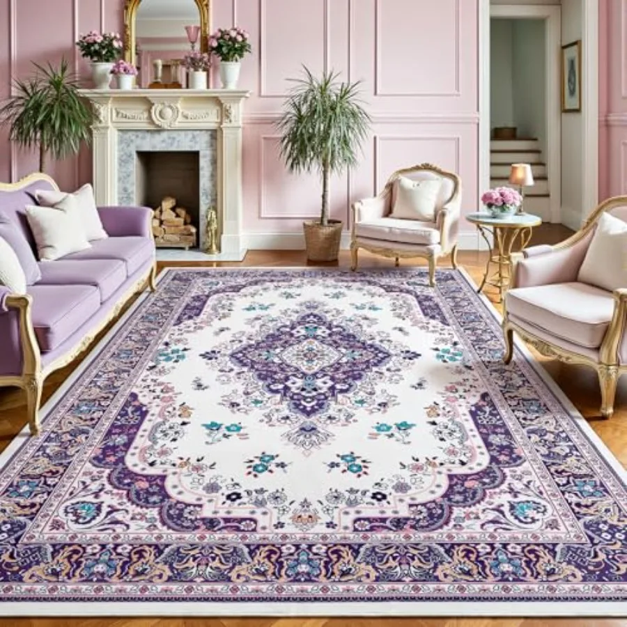 HOMORE Purple Area Rug 6x9 Living Room Rug Non Slip Washable Rugs for Bedroom Faux Wool Large Carpet for Dining Room Vintage Fl
HOMORE Purple Area Rug 6x9 Living Room Rug Non Slip Washable Rugs for Bedroom Faux Wool Large Carpet for Dining Room Vintage Fl