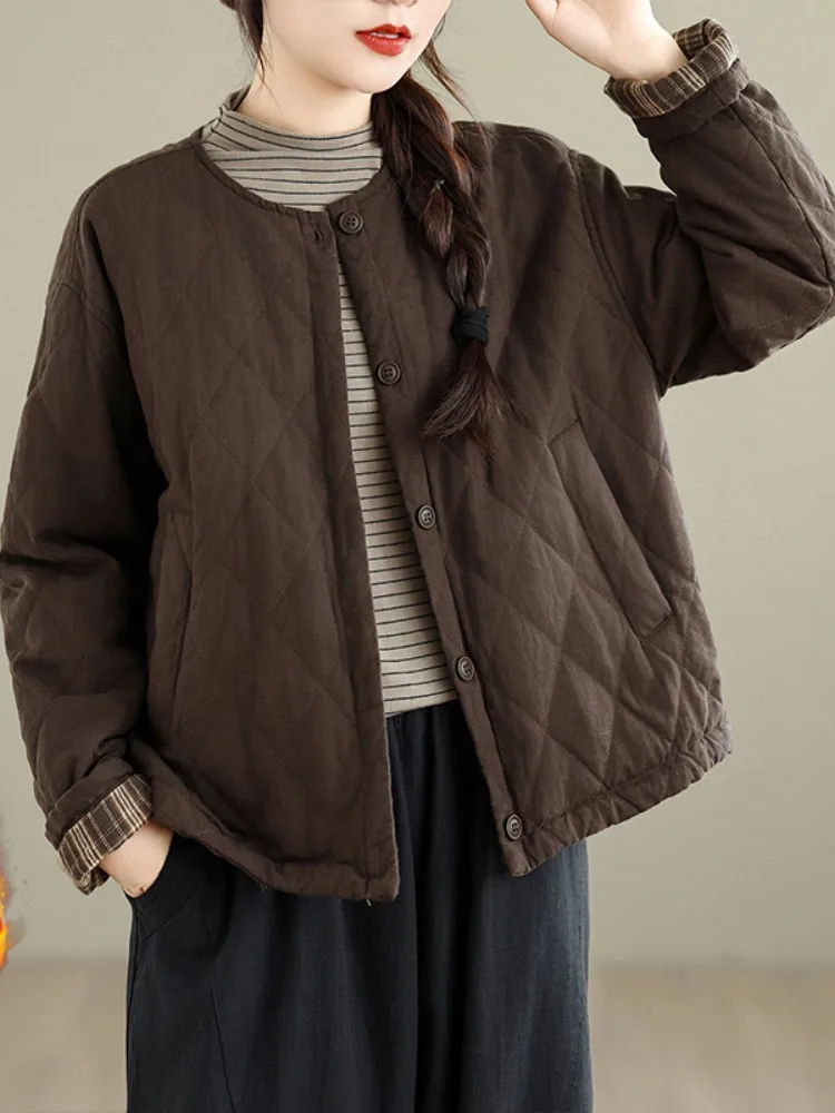 Casual Cotton Jaet Women's Winter Thiened Warmth Age-Defng Cotton Clothes Outerwear round Ne Button ket Sle
Casual Cotton Jaet Women's Winter Thiened Warmth Age-Defng Cotton Clothes Outerwear round Ne Button ket Sle