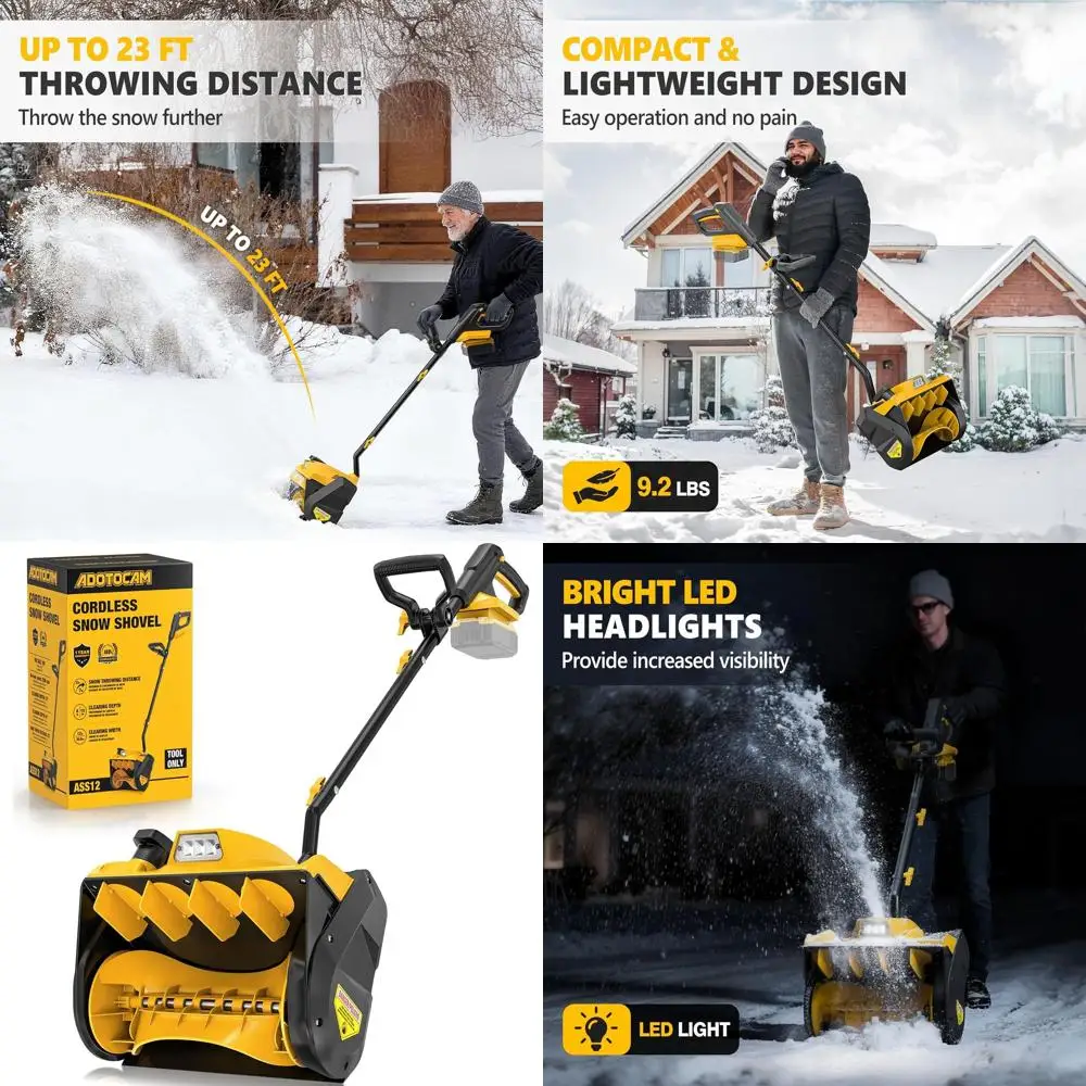 12-дюймовый беспроводной электрический снегоочиститель 20 В, снегоочиститель 23 фута, светодиодный светильник, идеально подходит для патио, террасы, подъездной дороги
12-дюймовый беспроводной электрический снегоочиститель 20 В, снегоочиститель 23 фута, светодиодный светильник, идеально подходит для патио, террасы, подъездной дороги