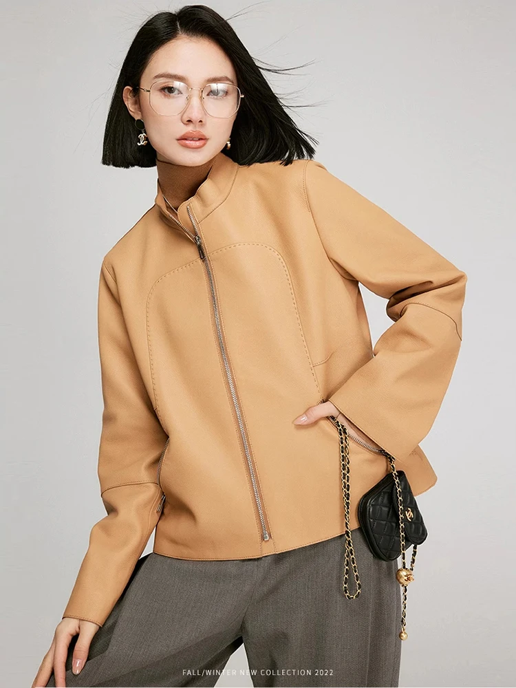 Casual Short Genuine Leather Motorcycle Jackets for Women Spring Autumn Simple Stand Collar Lychee Texture Real Sheepskin Coat
Casual Short Genuine Leather Motorcycle Jackets for Women Spring Autumn Simple Stand Collar Lychee Texture Real Sheepskin Coat