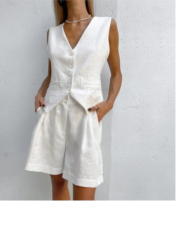 2026 Summer Casual New In Matching Sets Business Two Piece Outfits 2 Pieces Set For Woman Commuting Slim Solid Color Vest Shorts
2026 Summer Casual New In Matching Sets Business Two Piece Outfits 2 Pieces Set For Woman Commuting Slim Solid Color Vest Shorts