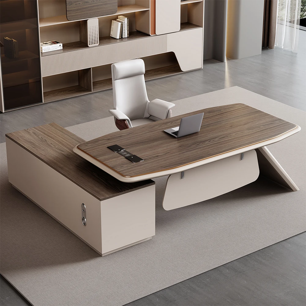 Customized modern modular L-shaped wooden eco-friendly boss desk
Customized modern modular L-shaped wooden eco-friendly boss desk