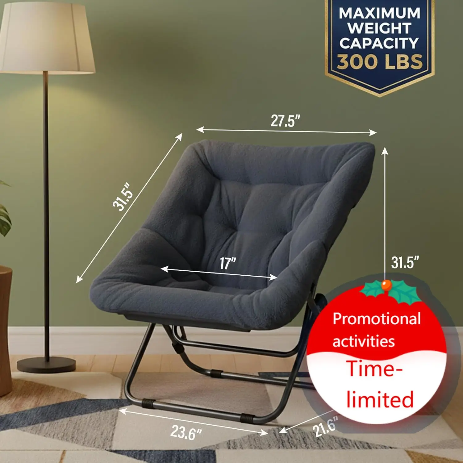 Comfy Folded Chair, Soft Faux Fur Oversized Folding Accent Chair, Lazy Chair for Teens Adults, Metal Frame Moon Chair for Bedroo
Comfy Folded Chair, Soft Faux Fur Oversized Folding Accent Chair, Lazy Chair for Teens Adults, Metal Frame Moon Chair for Bedroo