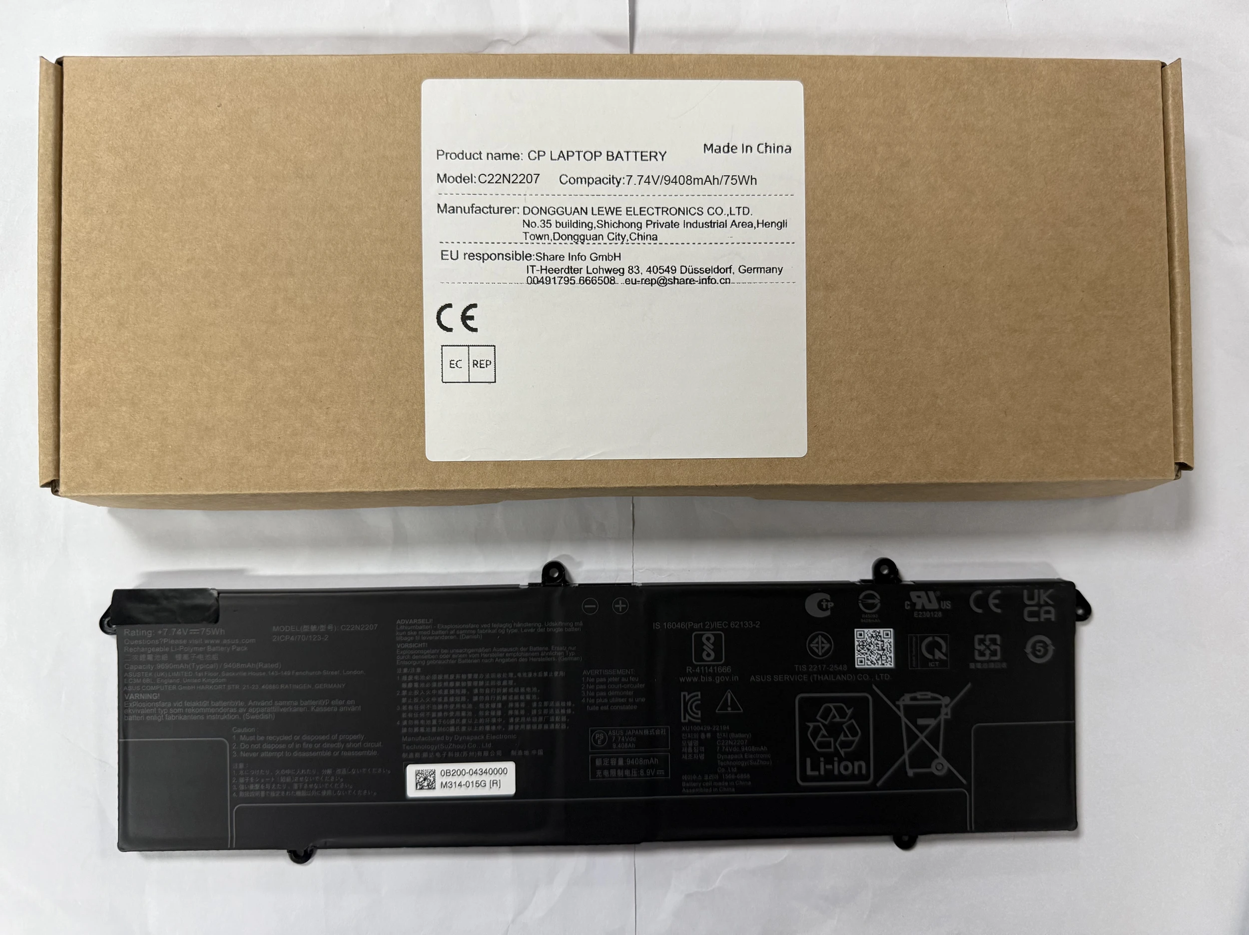 Laptop Battery 0B200-04340000 C22N2207 For S14 K5404 K5404VA S15 K5504VN Series Laptop Battery Replacement 7.74V/9408mAh/75Wh
Laptop Battery 0B200-04340000 C22N2207 For S14 K5404 K5404VA S15 K5504VN Series Laptop Battery Replacement 7.74V/9408mAh/75Wh