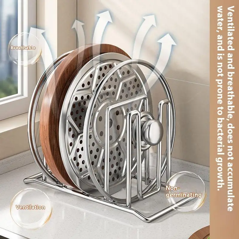 1pc Stainless Steel Cutting Board Holder with Pot Lid Stand Kitchen Organizer Rack for Cookware Lid Chopping Board Storage
1pc Stainless Steel Cutting Board Holder with Pot Lid Stand Kitchen Organizer Rack for Cookware Lid Chopping Board Storage
