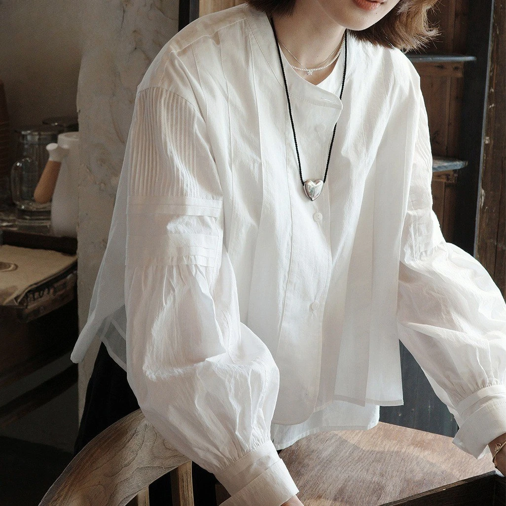Women Y2k Shirts Basic Tops Long Puff Sleeves Round Collar Single Breasted Thin Loose Office Lady Elegant Casual 2026 Summer
Women Y2k Shirts Basic Tops Long Puff Sleeves Round Collar Single Breasted Thin Loose Office Lady Elegant Casual 2026 Summer