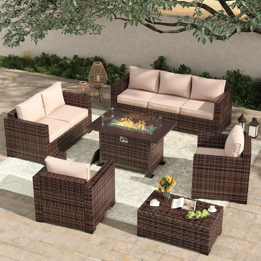 Patio Furniture Set with Fire Pit Table, 8 Pieces Outdoor Oversized Sectional Sofa Wicker Patio Armrest Couch
Patio Furniture Set with Fire Pit Table, 8 Pieces Outdoor Oversized Sectional Sofa Wicker Patio Armrest Couch