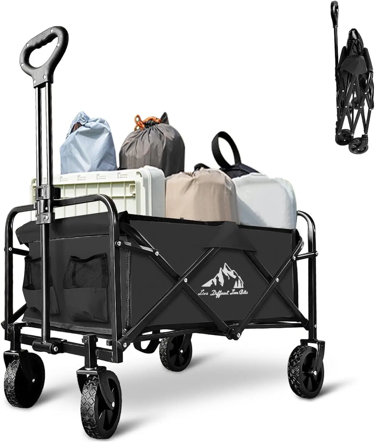 Collapsible Wagon Cart Foldable Portable Heavy Duty Folding Beach Wagons, Outdoor Utility Carts with Large Capacity for Groce
Collapsible Wagon Cart Foldable Portable Heavy Duty Folding Beach Wagons, Outdoor Utility Carts with Large Capacity for Groce