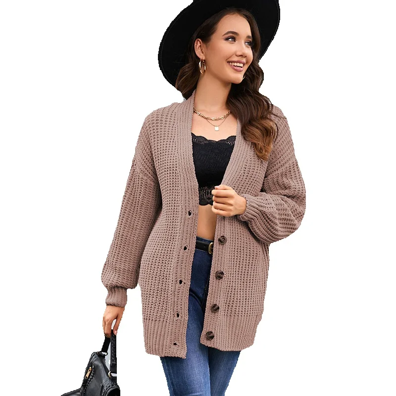 New Autumn Long Solid Color Knitwear For Women Loose Casual Style Button Sleeve Cardigan
New Autumn Long Solid Color Knitwear For Women Loose Casual Style Button Sleeve Cardigan