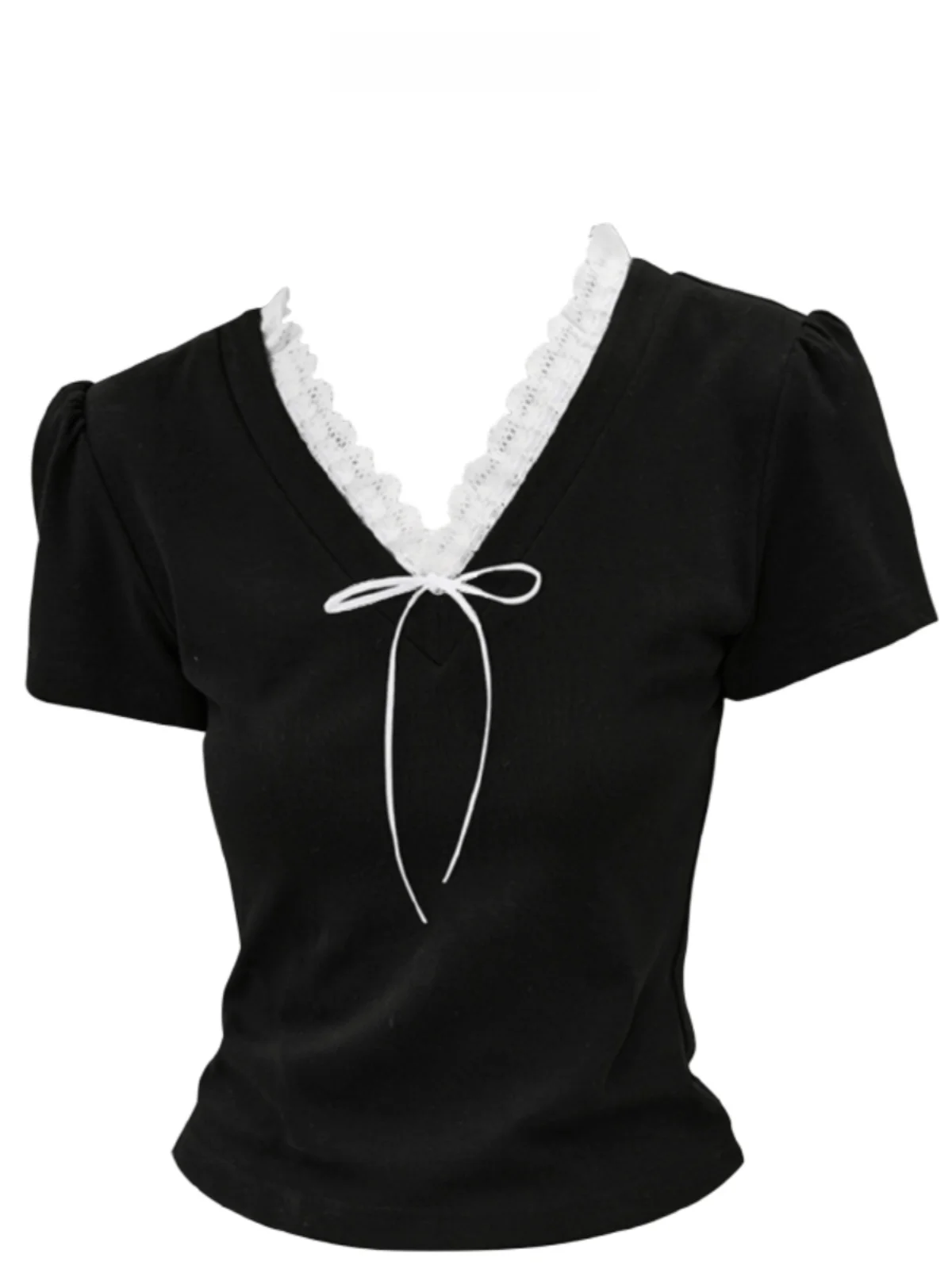 Sweet Style Short Sleeve Slim Fit T-Shirt with Bow Knot Simple Design Girl's Fashion Top Summer Season Pear Shape Body Type
Sweet Style Short Sleeve Slim Fit T-Shirt with Bow Knot Simple Design Girl's Fashion Top Summer Season Pear Shape Body Type