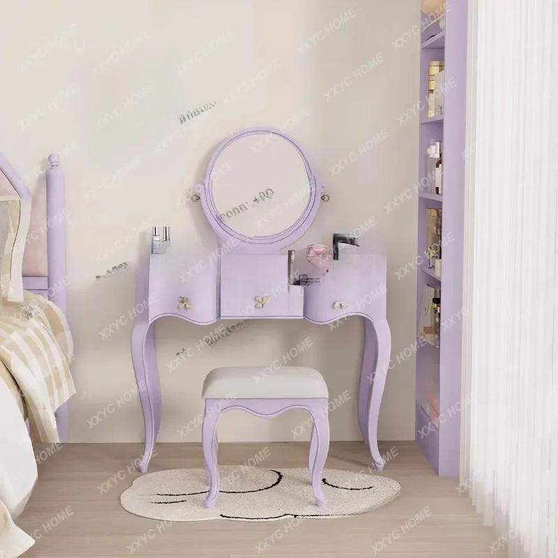 Dopamine purple dresser bedroom with mirror solid wood storage dressing table
Dopamine purple dresser bedroom with mirror solid wood storage dressing table