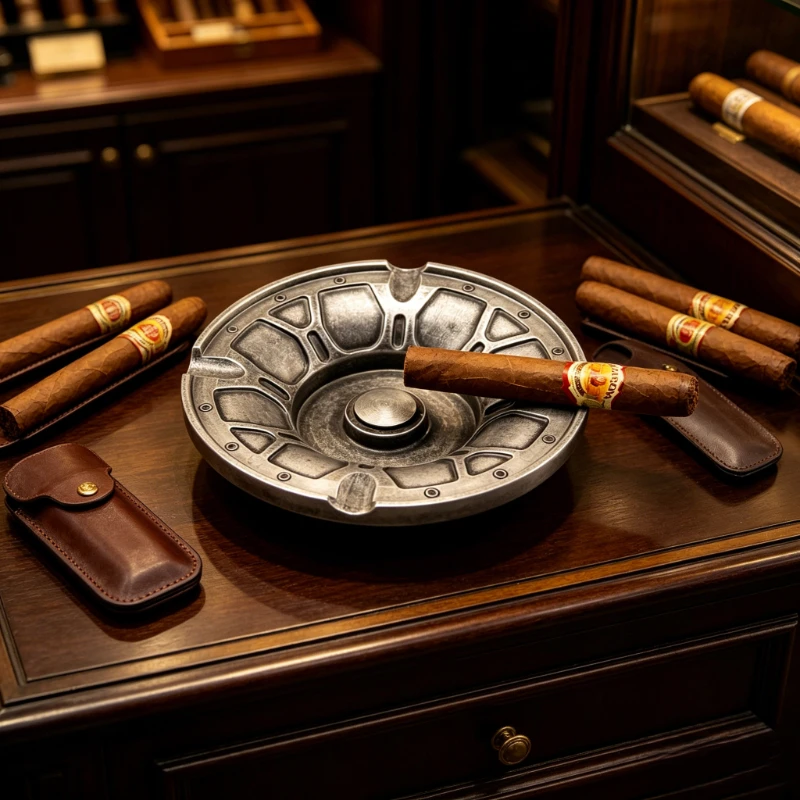 Creative Round Wheel Cigar Ashtray – Metal Embossed 4-Slot Design Premium Cigar Ashtray Unique Gift for Smokers
Creative Round Wheel Cigar Ashtray – Metal Embossed 4-Slot Design Premium Cigar Ashtray Unique Gift for Smokers