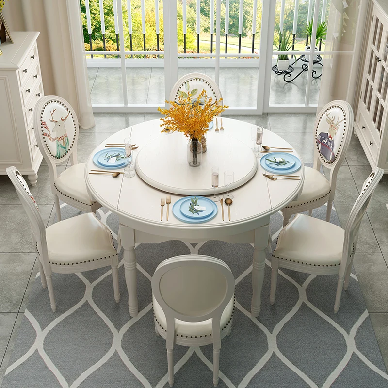 American retractable solid wood dining table folding dining table chair combined round table dining table
American retractable solid wood dining table folding dining table chair combined round table dining table