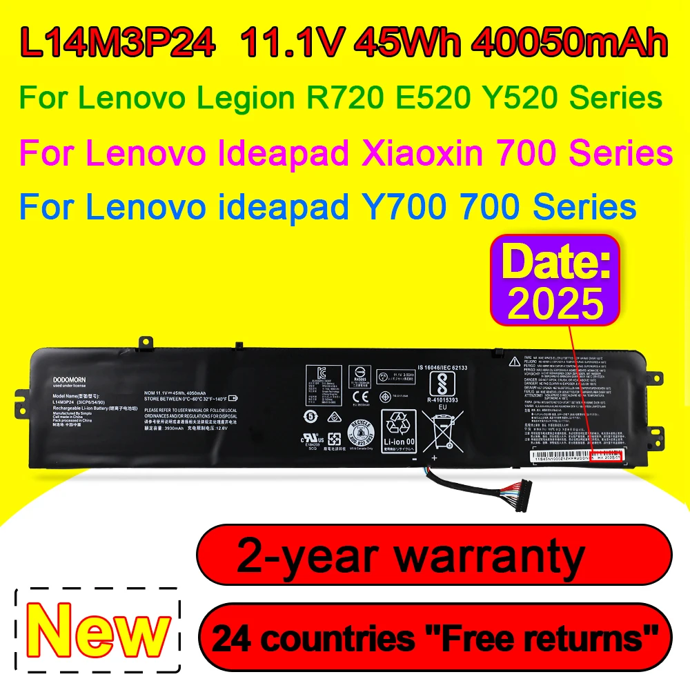 New L14M3P24 for Lenovo Ideapad Xiaoxin 700 R720 Y700-14ISK Legion Y520-15IKB 15IKBM 15IKBN Y720-14ISK L14M3P24 L14S3P24 Battery
New L14M3P24 for Lenovo Ideapad Xiaoxin 700 R720 Y700-14ISK Legion Y520-15IKB 15IKBM 15IKBN Y720-14ISK L14M3P24 L14S3P24 Battery