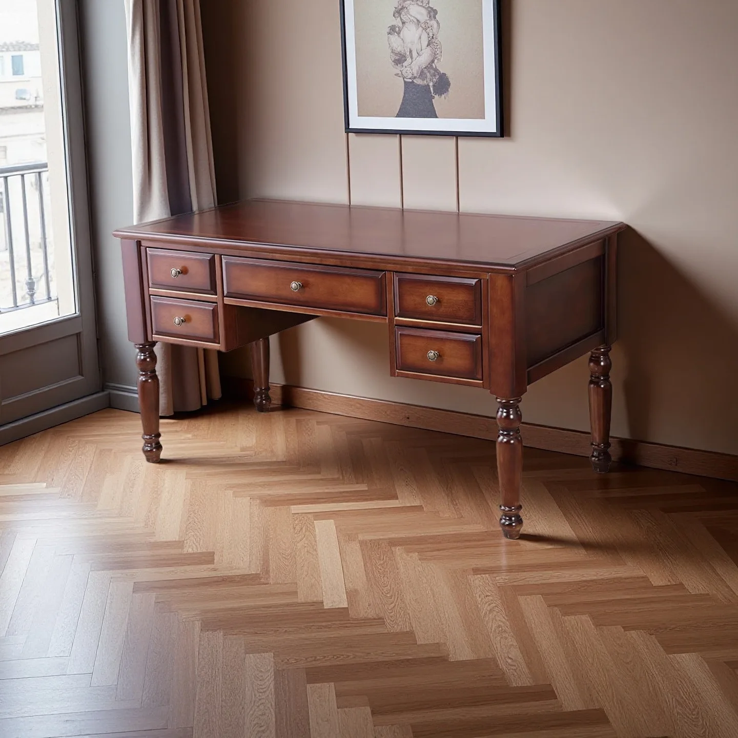 American solid wood desk bedroom study retro living room home computer study table
American solid wood desk bedroom study retro living room home computer study table
