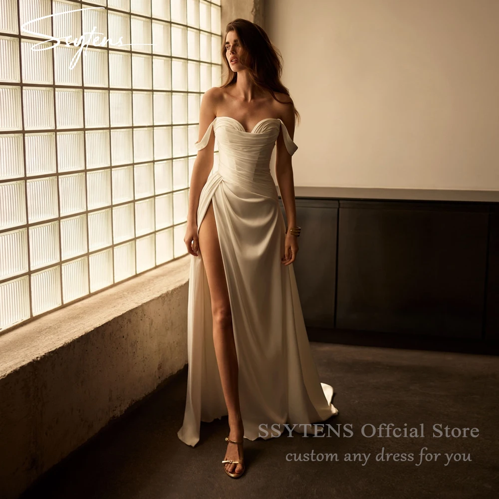 SSYTENS Sexy High Side Slit Wedding Dresses Pleated Off Shoulder Sleeveless Bridal Gowns Custom Color and Size vestidos de novia
SSYTENS Sexy High Side Slit Wedding Dresses Pleated Off Shoulder Sleeveless Bridal Gowns Custom Color and Size vestidos de novia