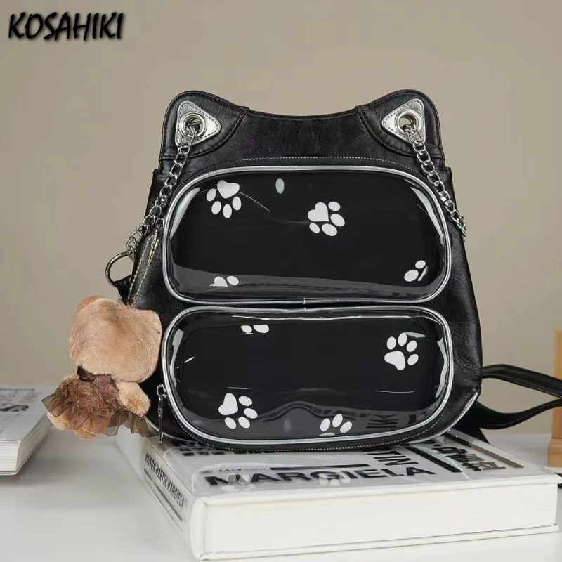Japanese Kawaii Cute Cat Women's Handbags Sweet Y2k Aesthetic Transparent Ita Bag Vintage All Match Chic Shoulder Crossbody Bags
Japanese Kawaii Cute Cat Women's Handbags Sweet Y2k Aesthetic Transparent Ita Bag Vintage All Match Chic Shoulder Crossbody Bags