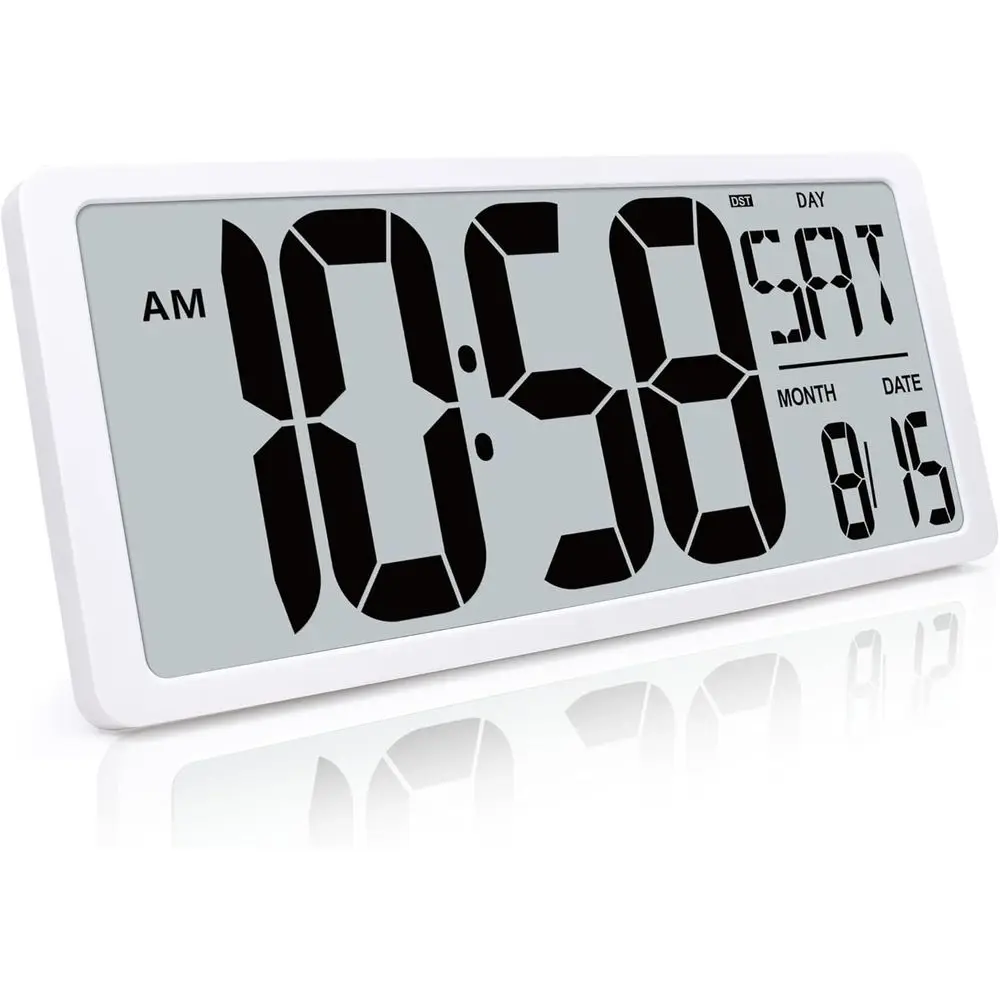 Large 18.44 Digital Wall Clock with Backlight, Battery-Powered Alarm, Day, Date, and Temperature Display, Ideal for Home, Office
Large 18.44 Digital Wall Clock with Backlight, Battery-Powered Alarm, Day, Date, and Temperature Display, Ideal for Home, Office