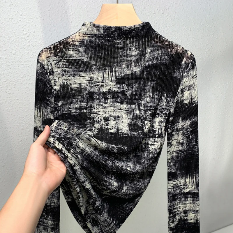Women's half-high collar long-sleeve mesh base shirt2024New autumn thin styleTFashionable, youthful, stylish tie-dye top
Women's half-high collar long-sleeve mesh base shirt2024New autumn thin styleTFashionable, youthful, stylish tie-dye top