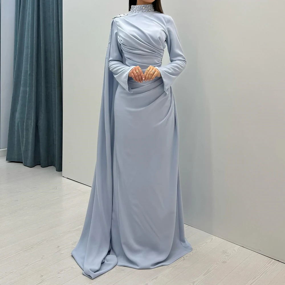 Customized A-line Evening Dresses Floor-length High-neck Full Sleeve Prom Gown Fashion Crystal Stole Simple Pleat Party Gown
Customized A-line Evening Dresses Floor-length High-neck Full Sleeve Prom Gown Fashion Crystal Stole Simple Pleat Party Gown