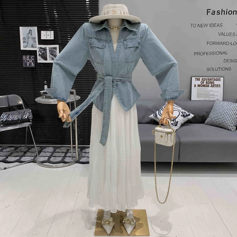 Women's 2025 Spring Fall New Fashion Denim Shirt+Mesh Midi Skirt Two Piece Korean Elegant Long Sleeve Blouse Dress Matching Set
Women's 2025 Spring Fall New Fashion Denim Shirt+Mesh Midi Skirt Two Piece Korean Elegant Long Sleeve Blouse Dress Matching Set