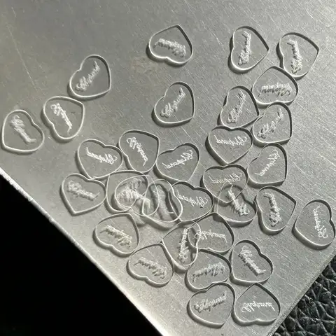 Transparent 5x6x0.7mm Laser Logos Heart Cut Double Flat Coins White Sapphire Glass Stone