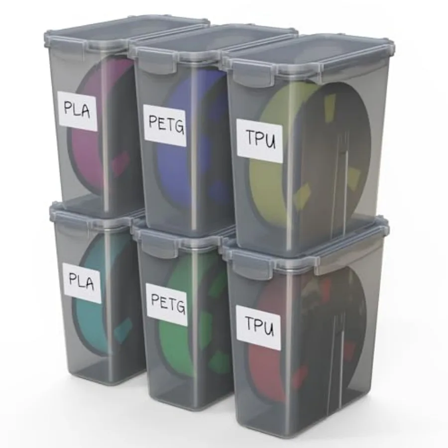 Filament Storage Box - 6 Pack 3D Printing Filament Container with Thick Silicone Seal, Dust-Proof Reusable Organizer with Writa
Filament Storage Box - 6 Pack 3D Printing Filament Container with Thick Silicone Seal, Dust-Proof Reusable Organizer with Writa