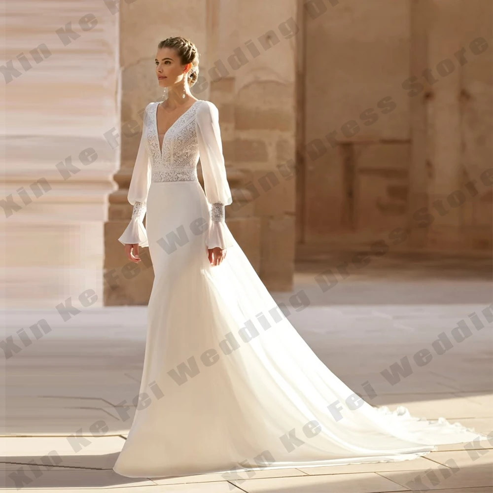 Шифоновые свадебные платья для женщин: элегантные, с длинным рукавом, сексуальный V-образный вырез, в стиле принцессы, для торжественных мероприятий, на заказ
Шифоновые свадебные платья для женщин: элегантные, с длинным рукавом, сексуальный V-образный вырез, в стиле принцессы, для торжественных мероприятий, на заказ