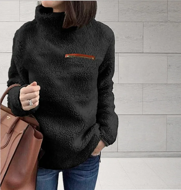 Women's Autumn and Winter Mock Neck Sweatshirt Chest Accent and Relaxed Fit Soft Fabric Solid Color Top
Women's Autumn and Winter Mock Neck Sweatshirt Chest Accent and Relaxed Fit Soft Fabric Solid Color Top