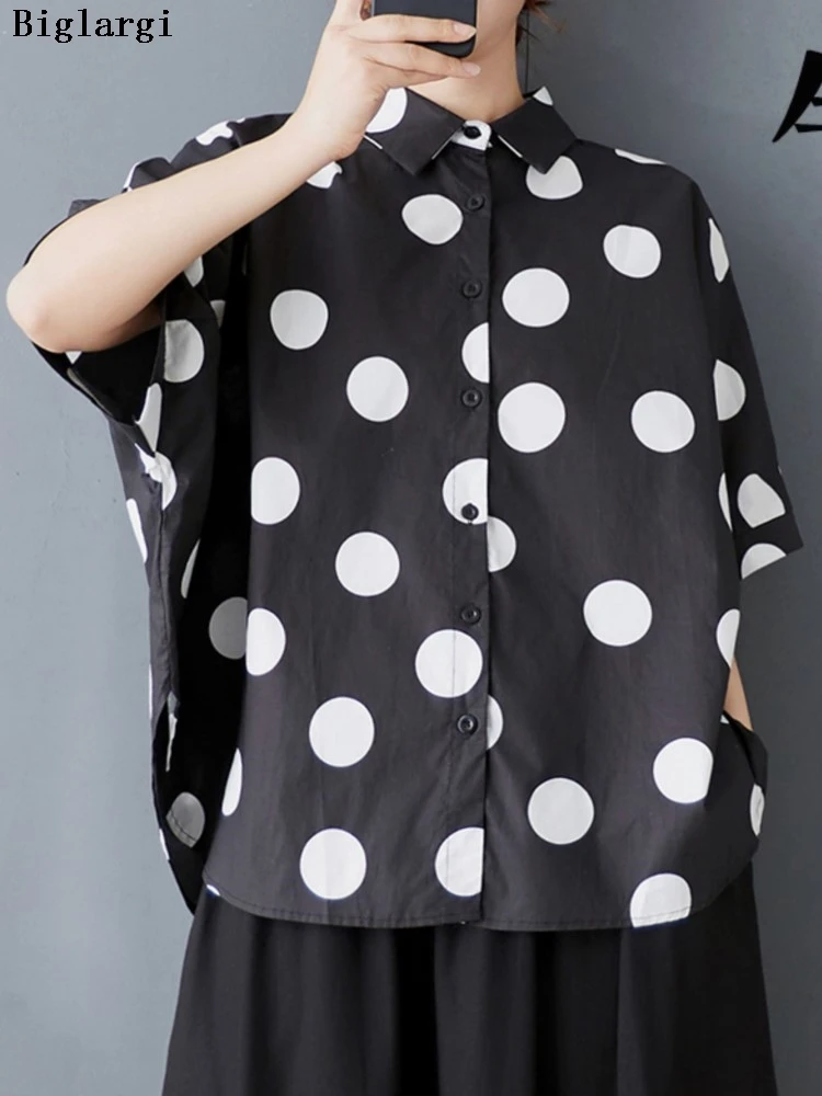 Oversized Summer Polka Dot Print Shirts Tops Women Short Sleeve Casual Loose Fashion Ladies Blouses Irregular Woman Shirt
Oversized Summer Polka Dot Print Shirts Tops Women Short Sleeve Casual Loose Fashion Ladies Blouses Irregular Woman Shirt
