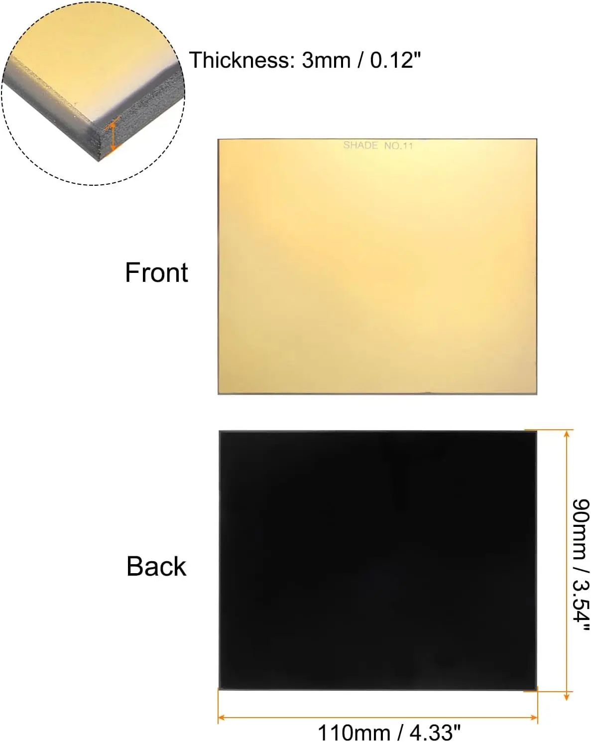 1pc Shade 9-13 size 110*90*3mm Gold Welding Glass Lens Helmet Filter Darkening Welding Hardened Glass Lens Welding Hood Lens
1pc Shade 9-13 size 110*90*3mm Gold Welding Glass Lens Helmet Filter Darkening Welding Hardened Glass Lens Welding Hood Lens
