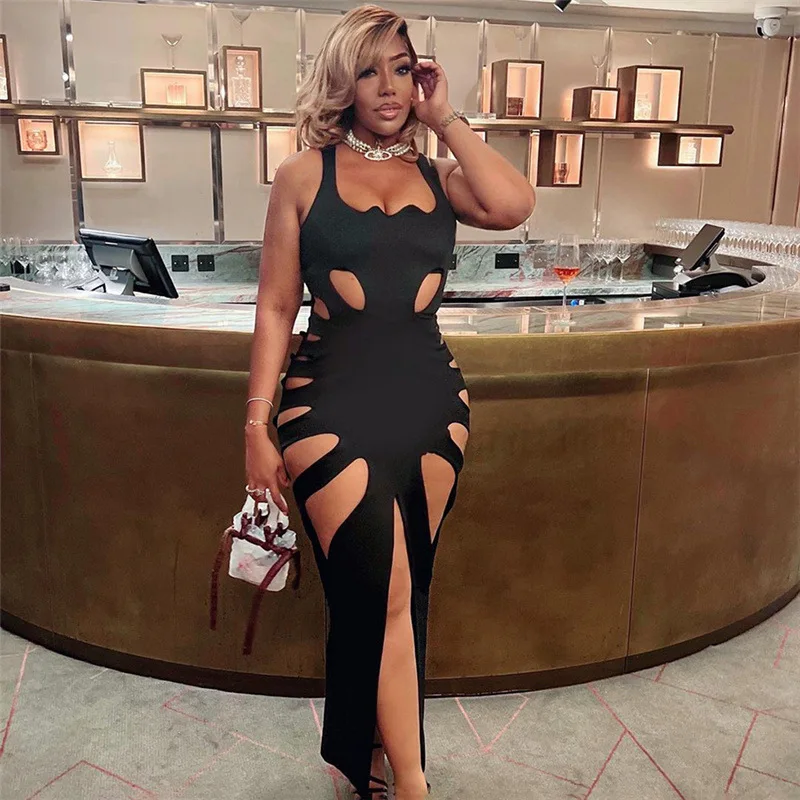 Women's Summer Casual Sleeveless Sexy Hollow-Out Long Dress Low Neck High Slit Slim Fit Dress Party Nightclub Outfit
Women's Summer Casual Sleeveless Sexy Hollow-Out Long Dress Low Neck High Slit Slim Fit Dress Party Nightclub Outfit