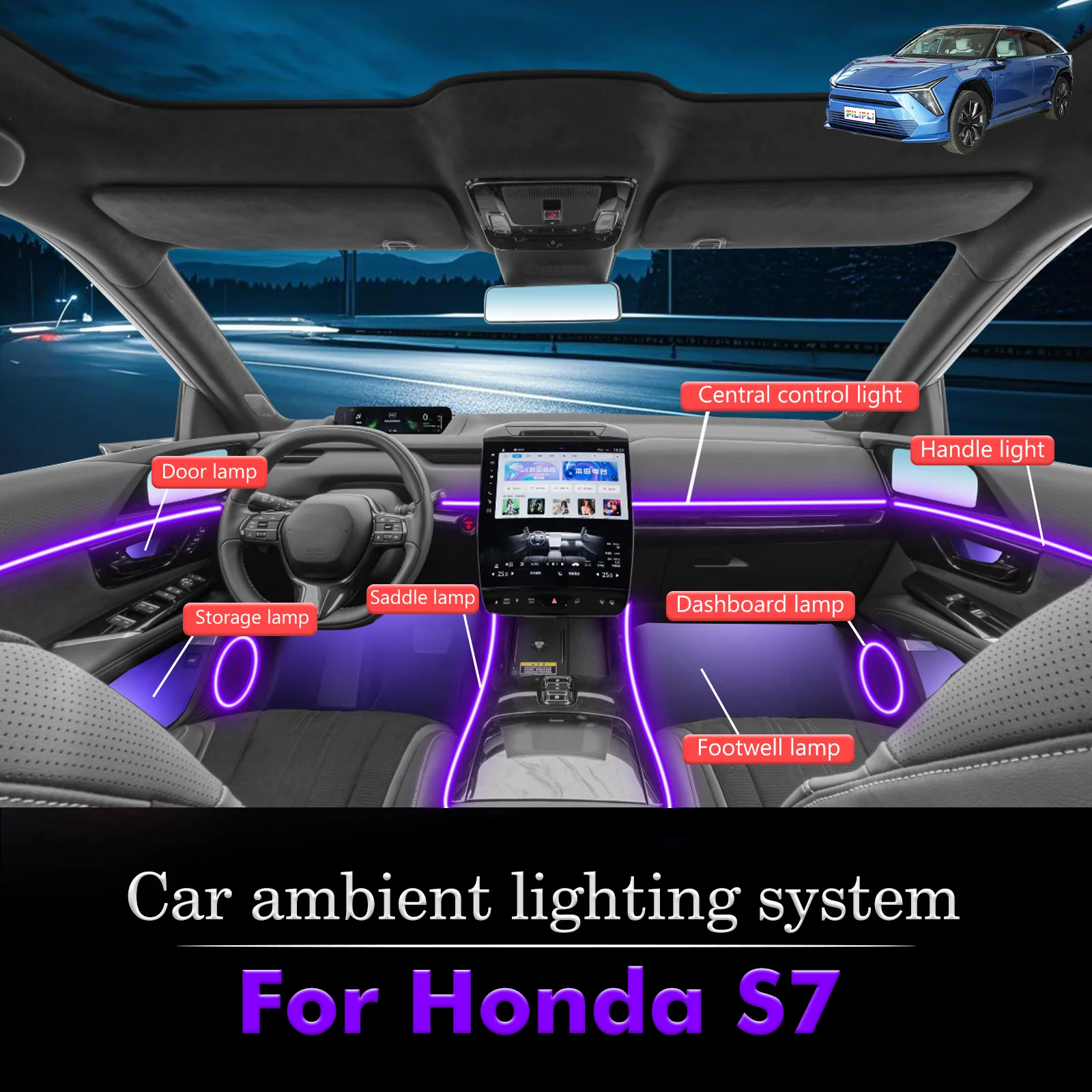 For Honda S7 Smart Remote Control RGB 64 Colors LED Car Interior Ambient Light Energy Saving Efficient Lamp Set
For Honda S7 Smart Remote Control RGB 64 Colors LED Car Interior Ambient Light Energy Saving Efficient Lamp Set