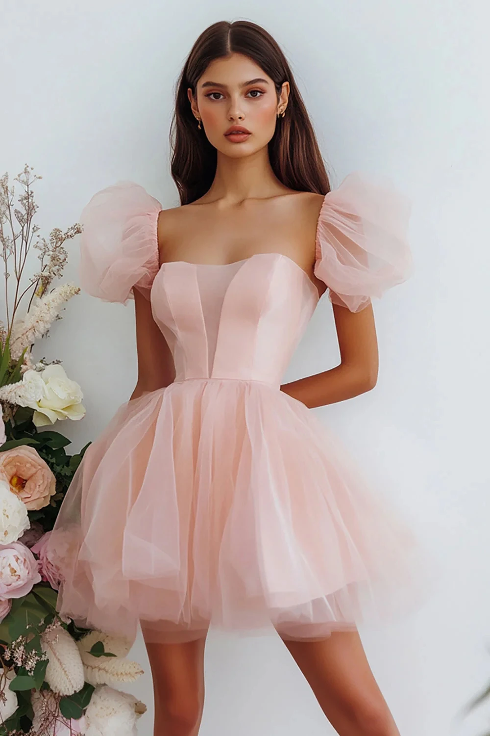 Women's Short Long Sleeves Homecoing Dresses for Bride Tulle Mini Formal Bridal Dress A Line Summer Party Gown
Women's Short Long Sleeves Homecoing Dresses for Bride Tulle Mini Formal Bridal Dress A Line Summer Party Gown