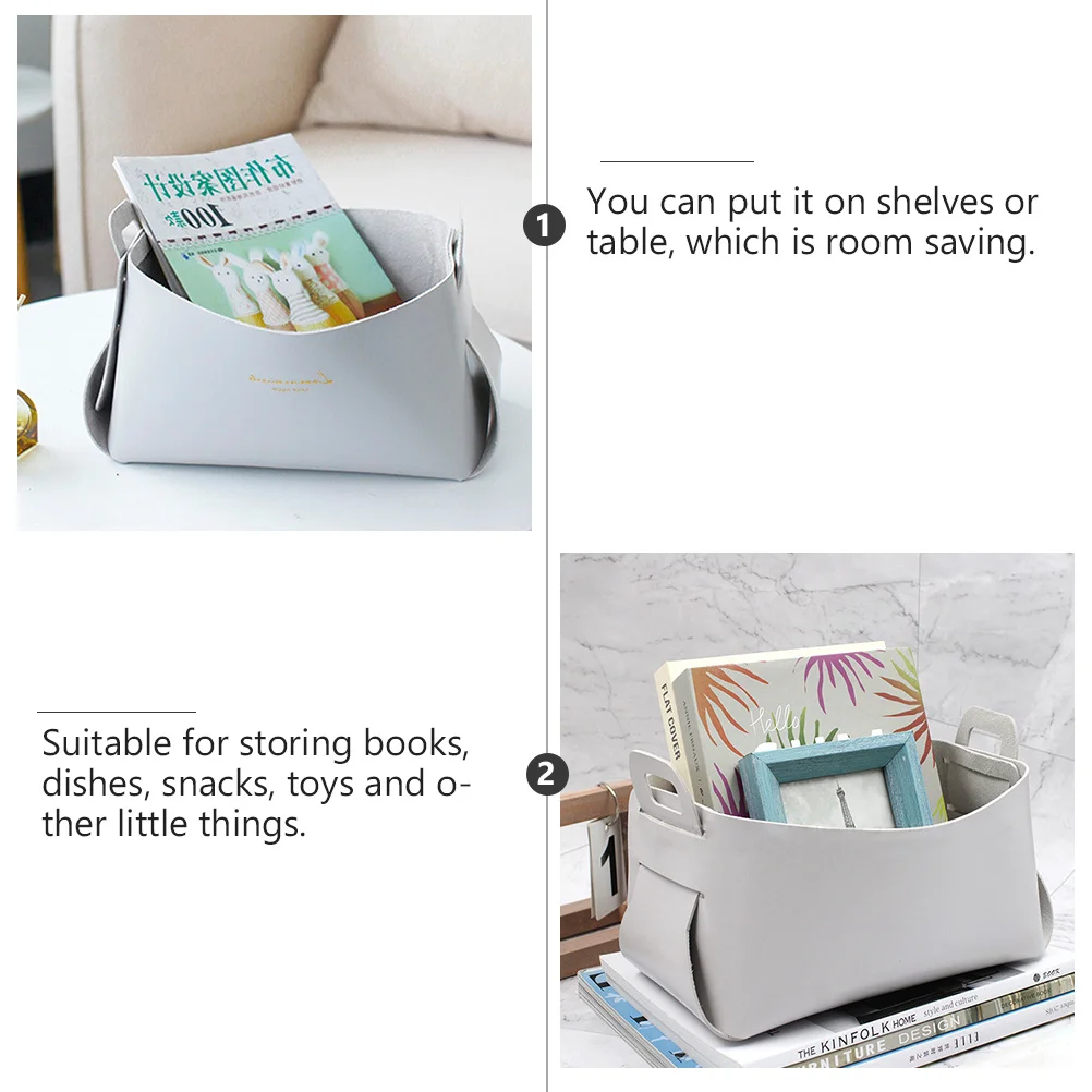 Desktop Storage Basket Small Grey Portable Snack Organizer Storage Box for Home Books Sundries Container
Desktop Storage Basket Small Grey Portable Snack Organizer Storage Box for Home Books Sundries Container