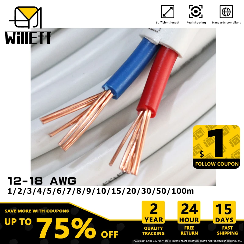 2Core 3C White Flat Sheath Cable Solid Copper For Home Power wiring PVC Soft Copper Wire 110V 240V 380V 18AWG 16AWG 14AWG 12AWG
2Core 3C White Flat Sheath Cable Solid Copper For Home Power wiring PVC Soft Copper Wire 110V 240V 380V 18AWG 16AWG 14AWG 12AWG