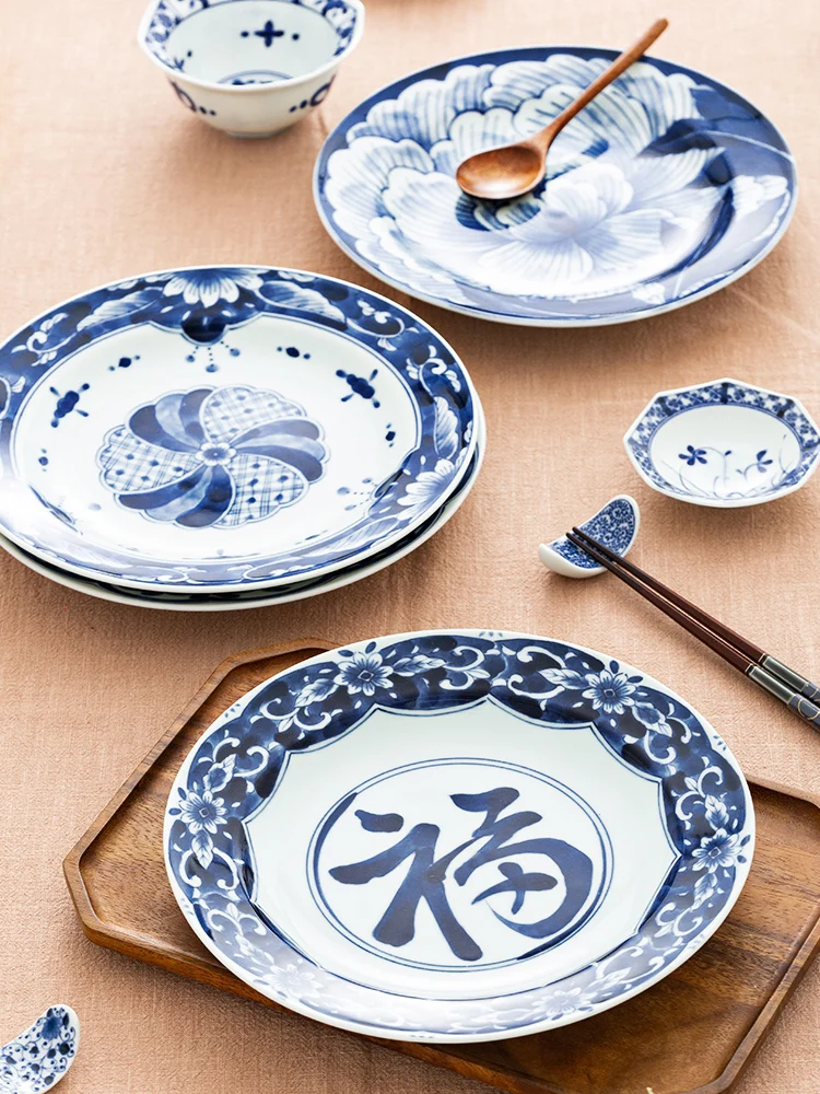 Large Ceramic Plate Blue Ling Tang Underglaze Color Japanese Style Home Use Multi-Function Seafood Plate Plant Floral Pattern
Large Ceramic Plate Blue Ling Tang Underglaze Color Japanese Style Home Use Multi-Function Seafood Plate Plant Floral Pattern