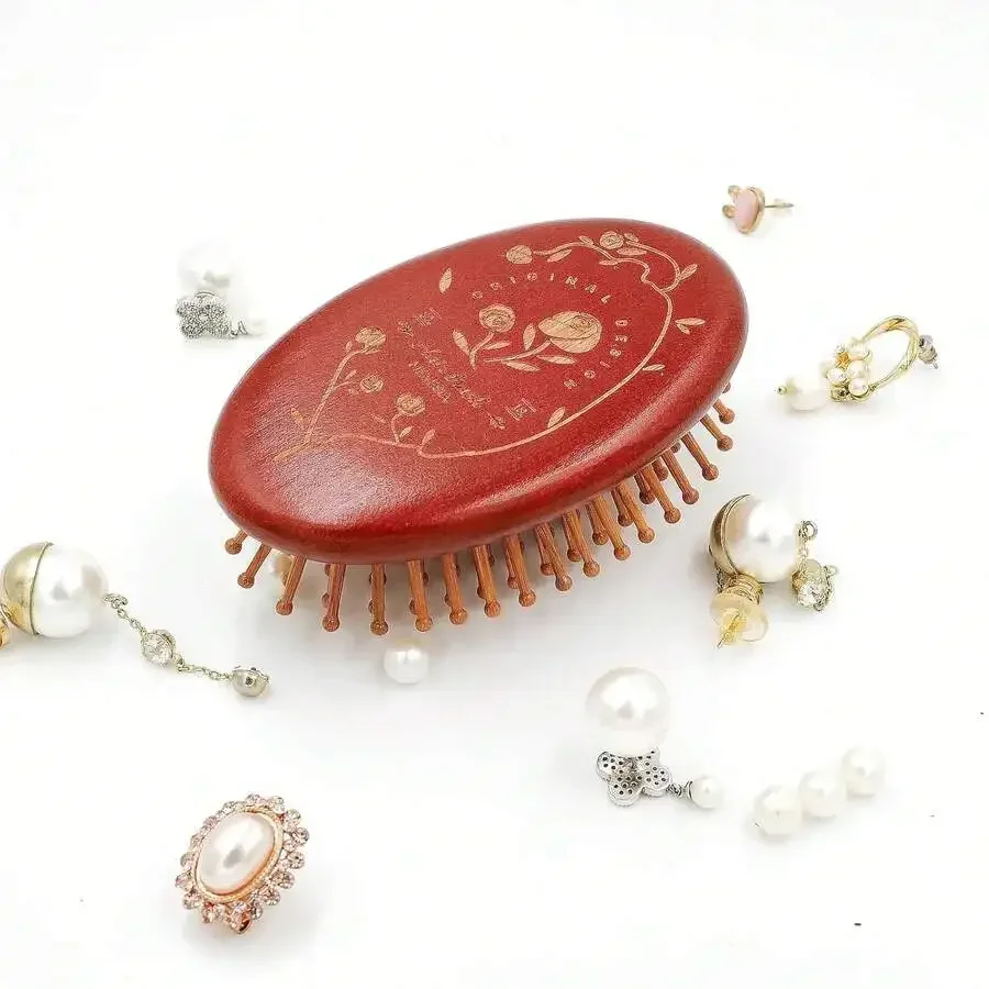 Bamboo Hair Brush With Rose Design For Scalp Massage And Detangling
Bamboo Hair Brush With Rose Design For Scalp Massage And Detangling