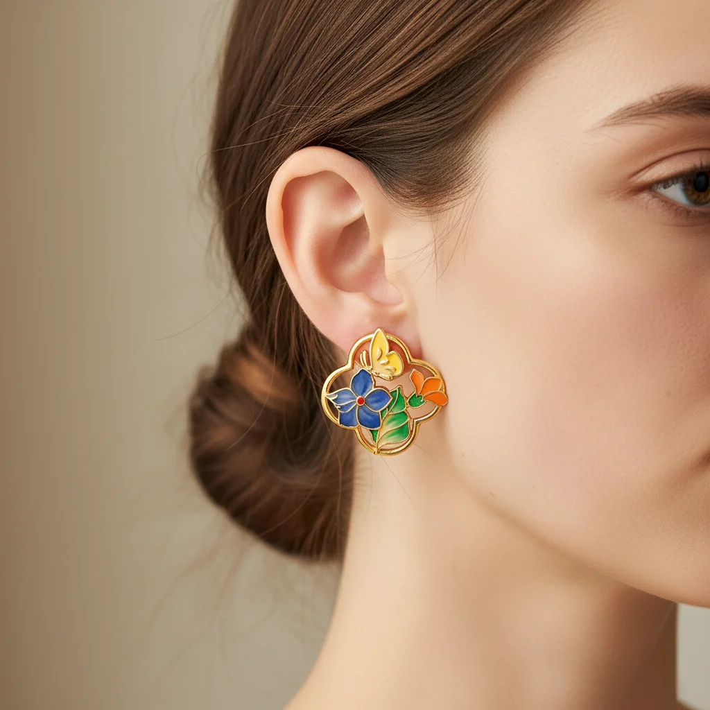 Women's Fashion Enamel Flower Butterfly Earrings 18K Gold Plated Brass Jewelry Vintage Style Stud Earrings Unique Gift
Women's Fashion Enamel Flower Butterfly Earrings 18K Gold Plated Brass Jewelry Vintage Style Stud Earrings Unique Gift