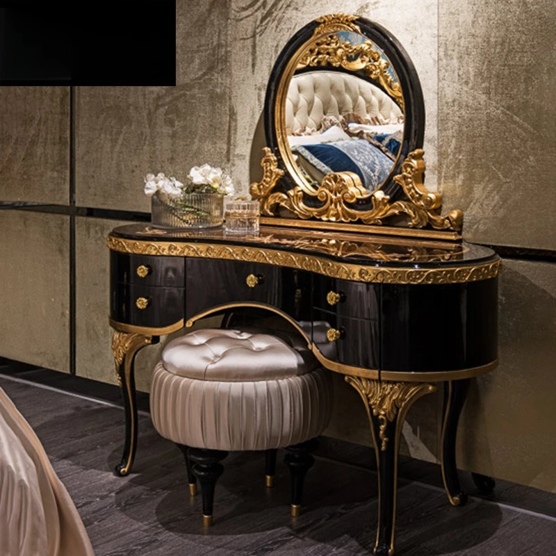 European dresser, bedroom storage integrated dresser, makeup mirror, makeup stool, princess makeup table, large apartment
European dresser, bedroom storage integrated dresser, makeup mirror, makeup stool, princess makeup table, large apartment
